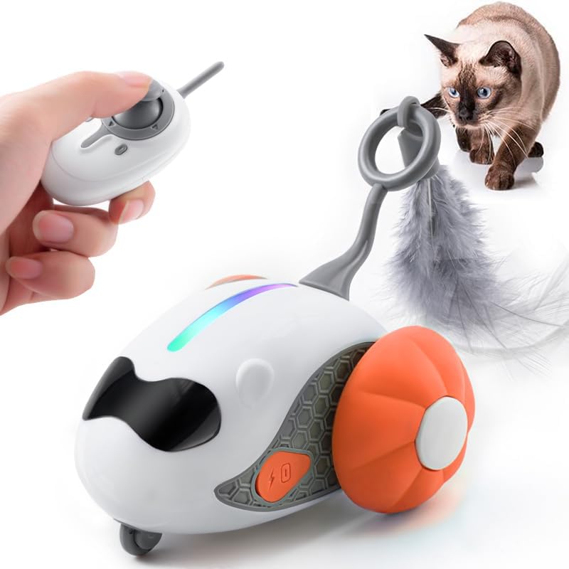 Interactive Cat Toys For Indoor Cats With Upgraded Rechargeable Joystick Remote Control Smart Automatic Moving Cat Toys With Kitten Toys For All Breeds Of Bored Cat Exercise-Blue