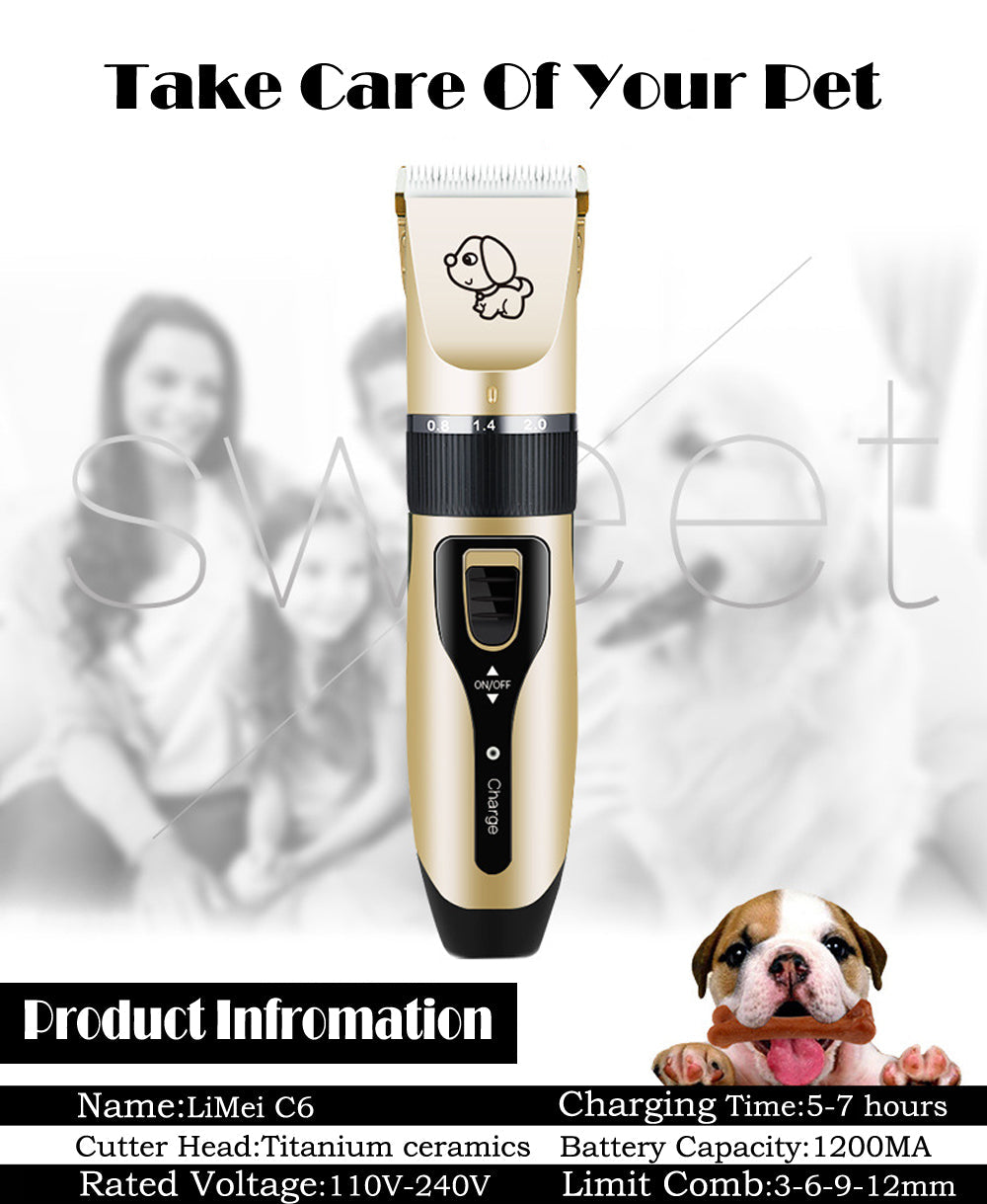 KFX-0000829 Rechargeable Electric Dog Hair Trimmer with Detachable Titanium Ceramic Blade and Quiet Operation