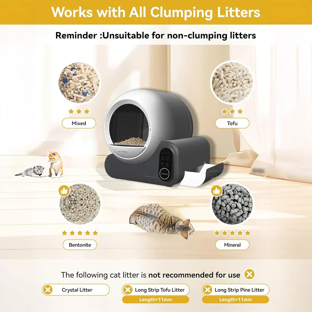 KFX-000083 Automatic Self-Cleaning Cat Litter Box with 70L Capacity and Deodorizing Features