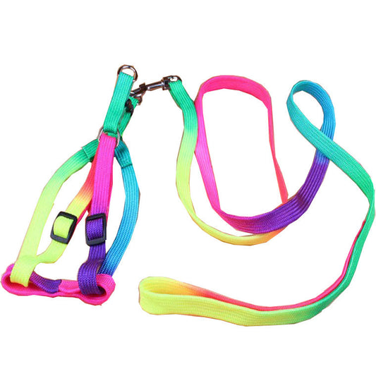 KFX-0004797 Colorful Nylon Chest-Type Leash for Dogs - Adjustable 120cm Length, 1.0cm Width, Fits Bust 25-40cm