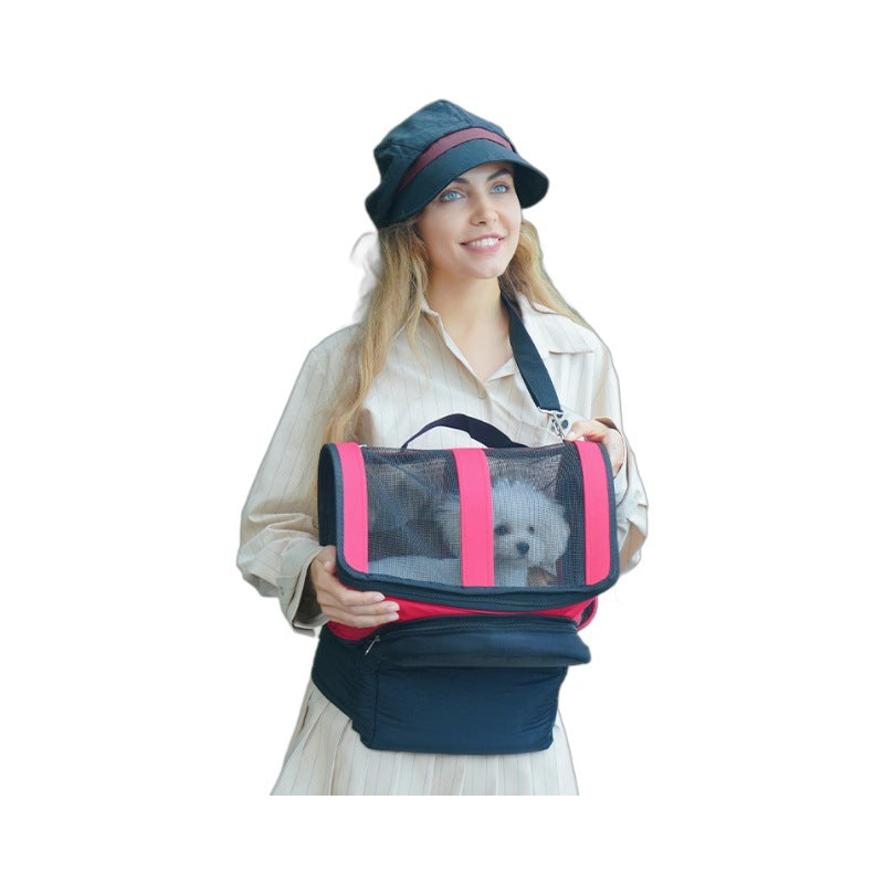 KFX-0007229 Portable Pet Carrier Bag for Cats and Dogs - Foldable Design with Base - Available in Red and Black