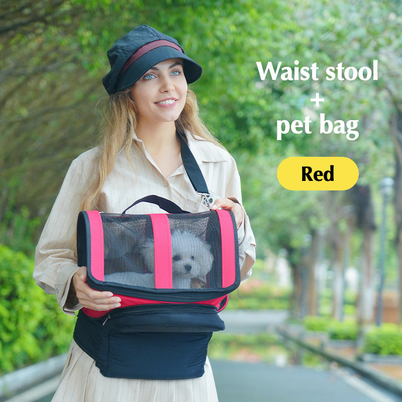 KFX-0007229 Portable Pet Carrier Bag for Cats and Dogs - Foldable Design with Base - Available in Red and Black
