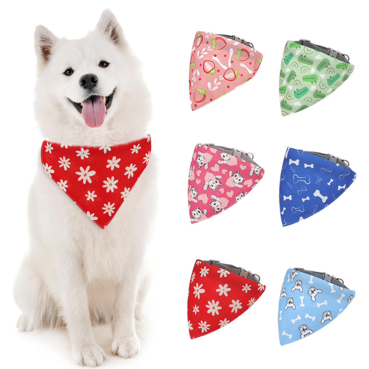 KFX-0008381 Cartoon Pet Saliva Towel - Triangular Shape, Multiple Colors Available