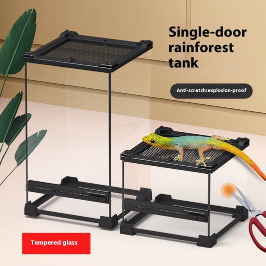 KFX-0010813 Transparent Glass Cylinder for Climbing Pets - Turtle & Lizard Feeding Box