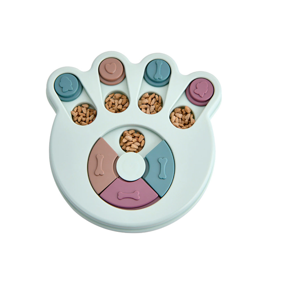 KFX-0010941 Pet Slow Feeder Dog Bowl in Pink, Green, and Blue - Interactive Turntable Design for Engaging Mealtime