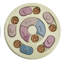 KFX-0010941 Pet Slow Feeder Dog Bowl in Pink, Green, and Blue - Interactive Turntable Design for Engaging Mealtime