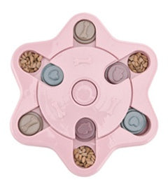 KFX-0010941 Pet Slow Feeder Dog Bowl in Pink, Green, and Blue - Interactive Turntable Design for Engaging Mealtime