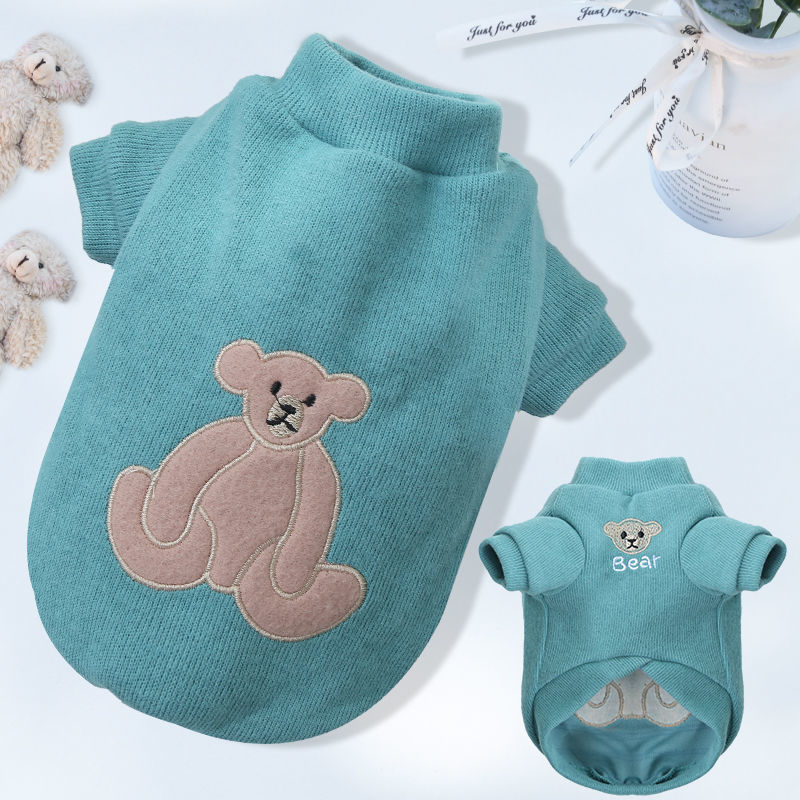 KFX-0011325 Warm Embroidered Bear Pet Shirt with Stripes in Multiple Colors