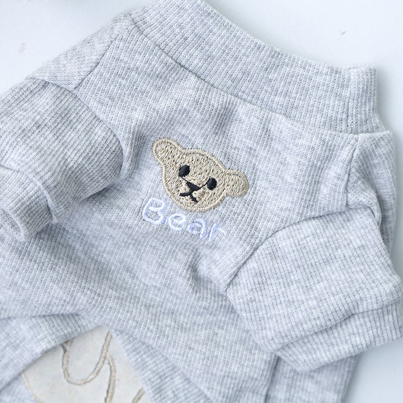 KFX-0011325 Warm Embroidered Bear Pet Shirt with Stripes in Multiple Colors