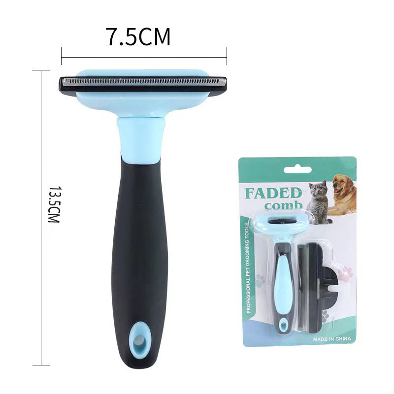 KFX-0012349 Removable Knot Opener Pet Hair Removal Comb - Stainless Steel, Large & Medium Sizes in Blue and Pink