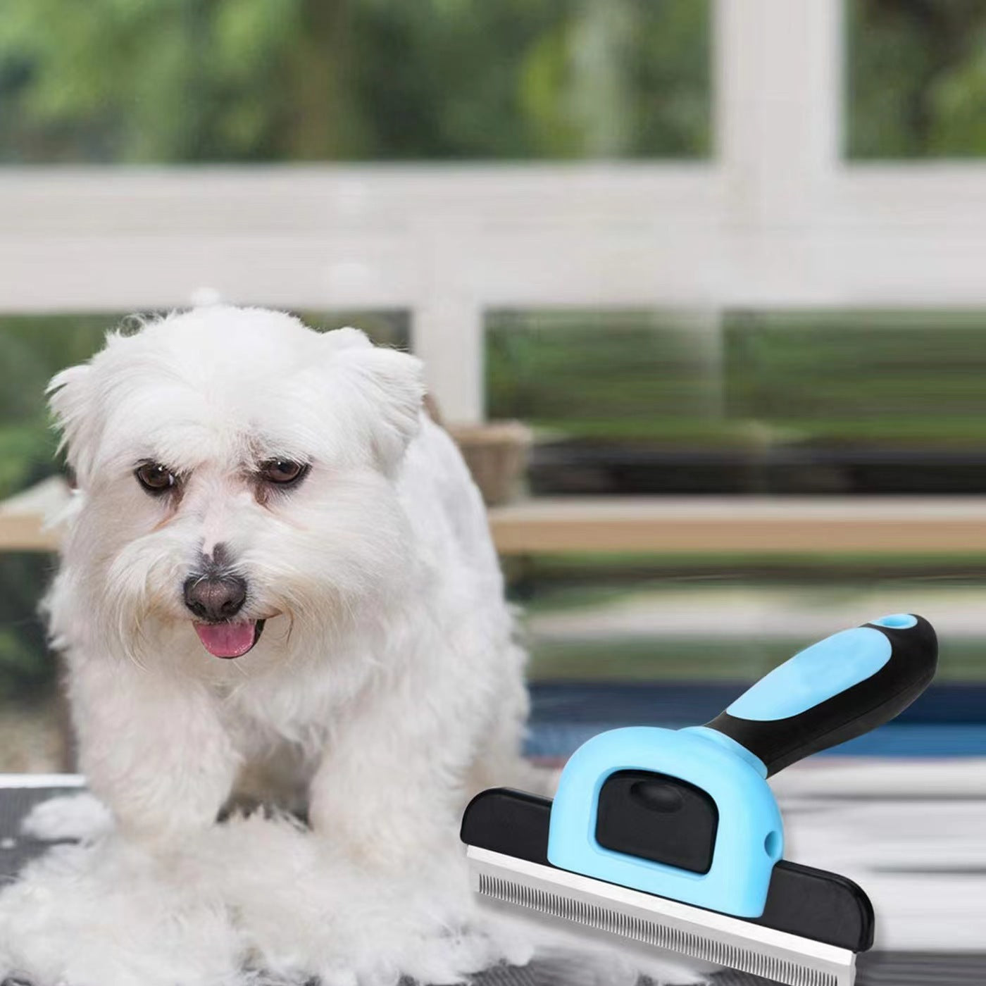 KFX-0012349 Removable Knot Opener Pet Hair Removal Comb - Stainless Steel, Large & Medium Sizes in Blue and Pink