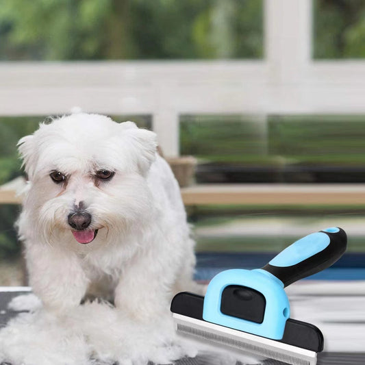 KFX-0012349 Removable Knot Opener Pet Hair Removal Comb - Stainless Steel, Large & Medium Sizes in Blue and Pink