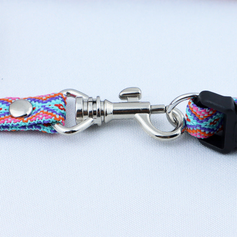 KFX-0012733 Ethnic Style Woven Dog Collar with 120cm Traction Rope - Durable Polyester Material