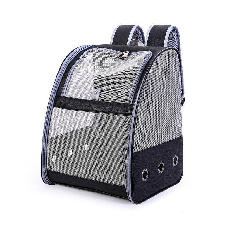 KFX-0012989 Stylish Personalized Pet Backpack with Mesh Pocket in Black, Pink, and Brown