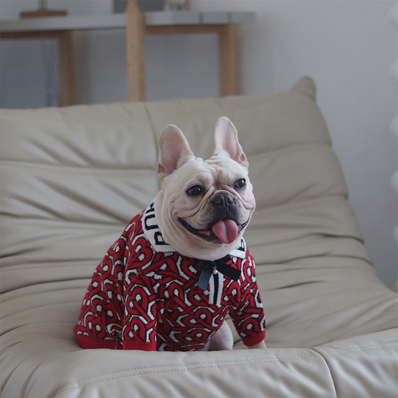 KFX-0014525 Cozy Wine Red Pet Sweater for Dogs - Comfortable Cotton Design in Various Sizes