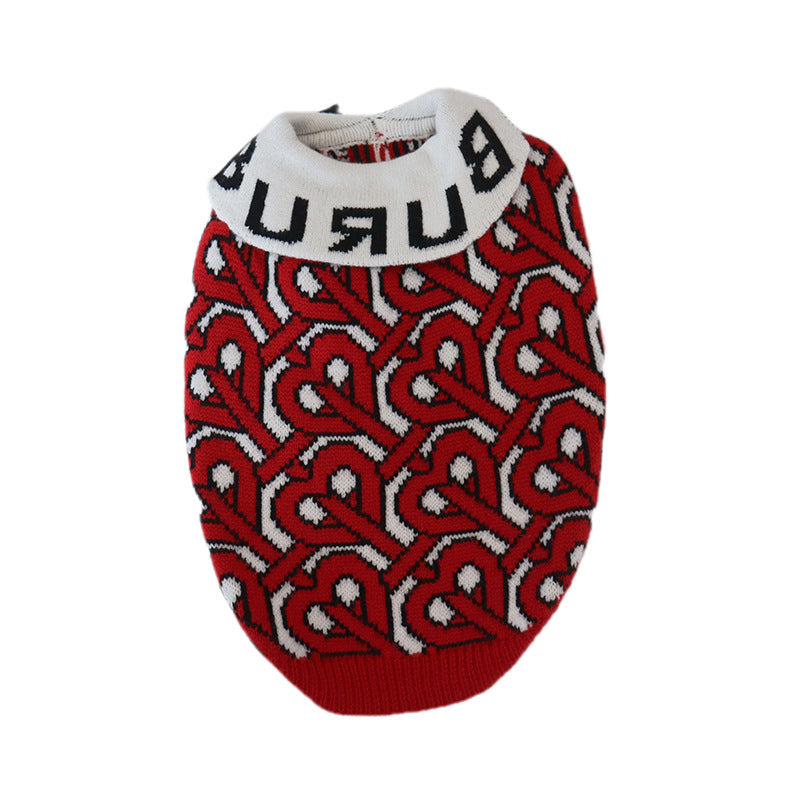 KFX-0014525 Cozy Wine Red Pet Sweater for Dogs - Comfortable Cotton Design in Various Sizes