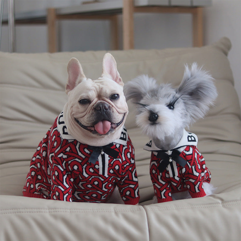 KFX-0014525 Cozy Wine Red Pet Sweater for Dogs - Comfortable Cotton Design in Various Sizes