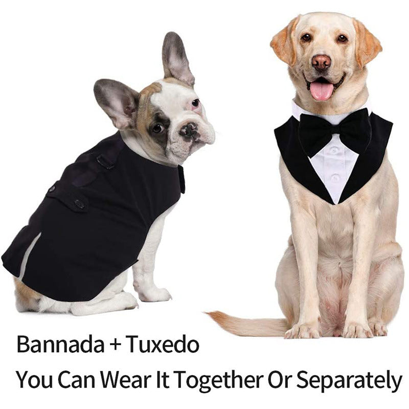 KFX-0014909 Dog Triangular Binder Vest with Triangle Scarf - Stylish Pet Apparel in Black for All Sizes