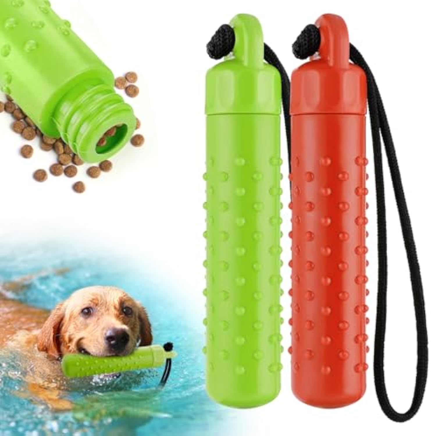 KFX-0019773 Floating Dog Water Toys with Food Hiding Function - Interactive Fetch Bumper Toys for Summer Fun and Training