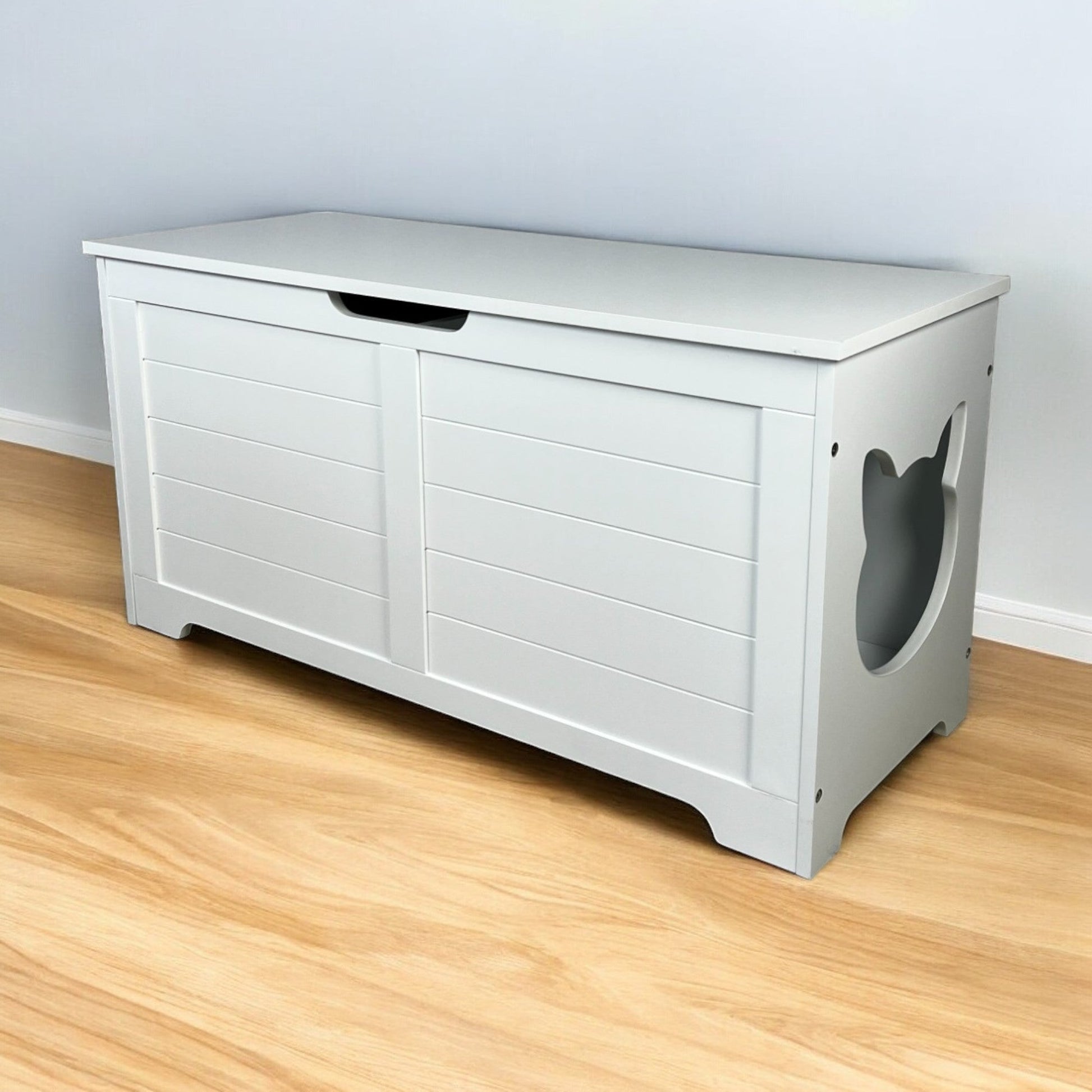 KFX-0020157 Multi-Purpose Top Open Cat Litter Box with Fence Cover - 39.4 Inch Classic Design