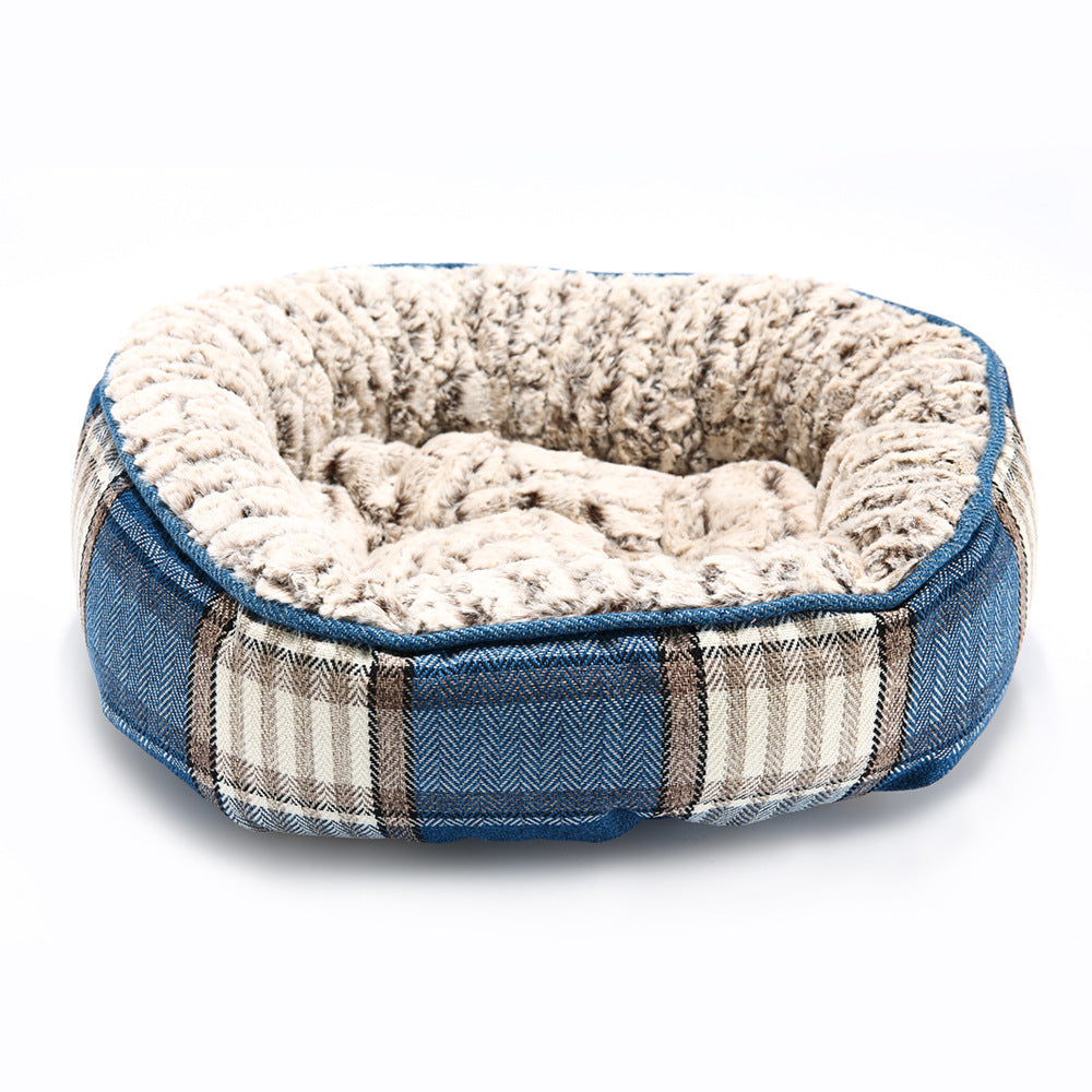 KFX-0020541 Cozy Cotton and Linen Dog and Cat Bed for Small to Large Pets, Breathable and Washable