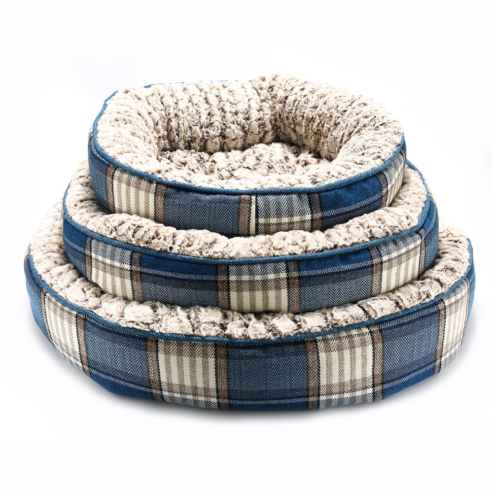 KFX-0020541 Cozy Cotton and Linen Dog and Cat Bed for Small to Large Pets, Breathable and Washable