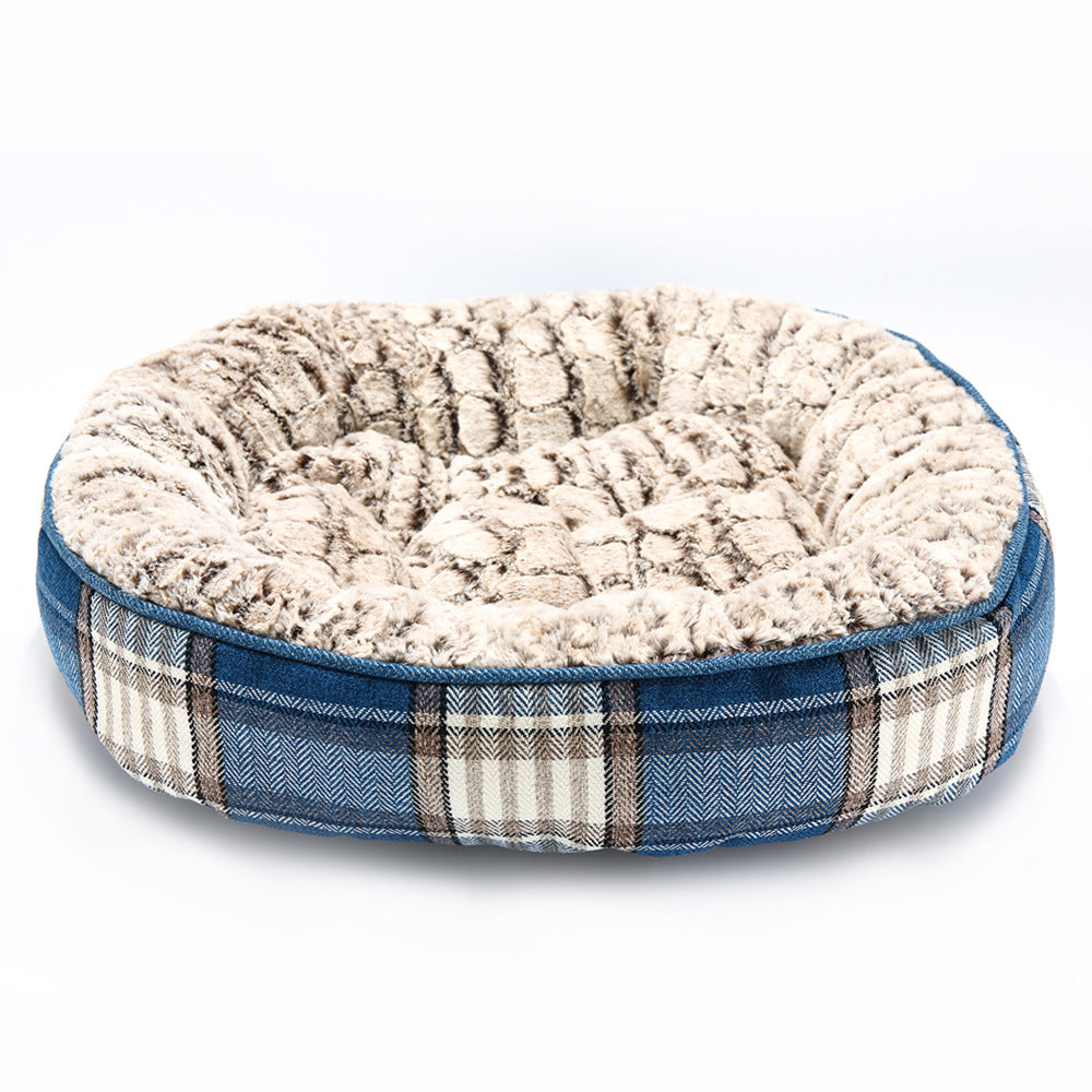 KFX-0020541 Cozy Cotton and Linen Dog and Cat Bed for Small to Large Pets, Breathable and Washable