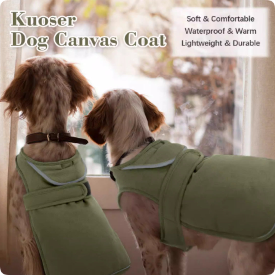 KFX-0021053 Waterproof and Windproof Fleece-Lined Dog Jacket in Army Green and Gray