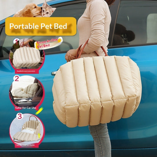 KFX-0021309 Portable Pet Carrier for Car Travel - Available in Light Khaki, Dark Khaki, Black, and Light Gray with Optional Escape-Proof Rope