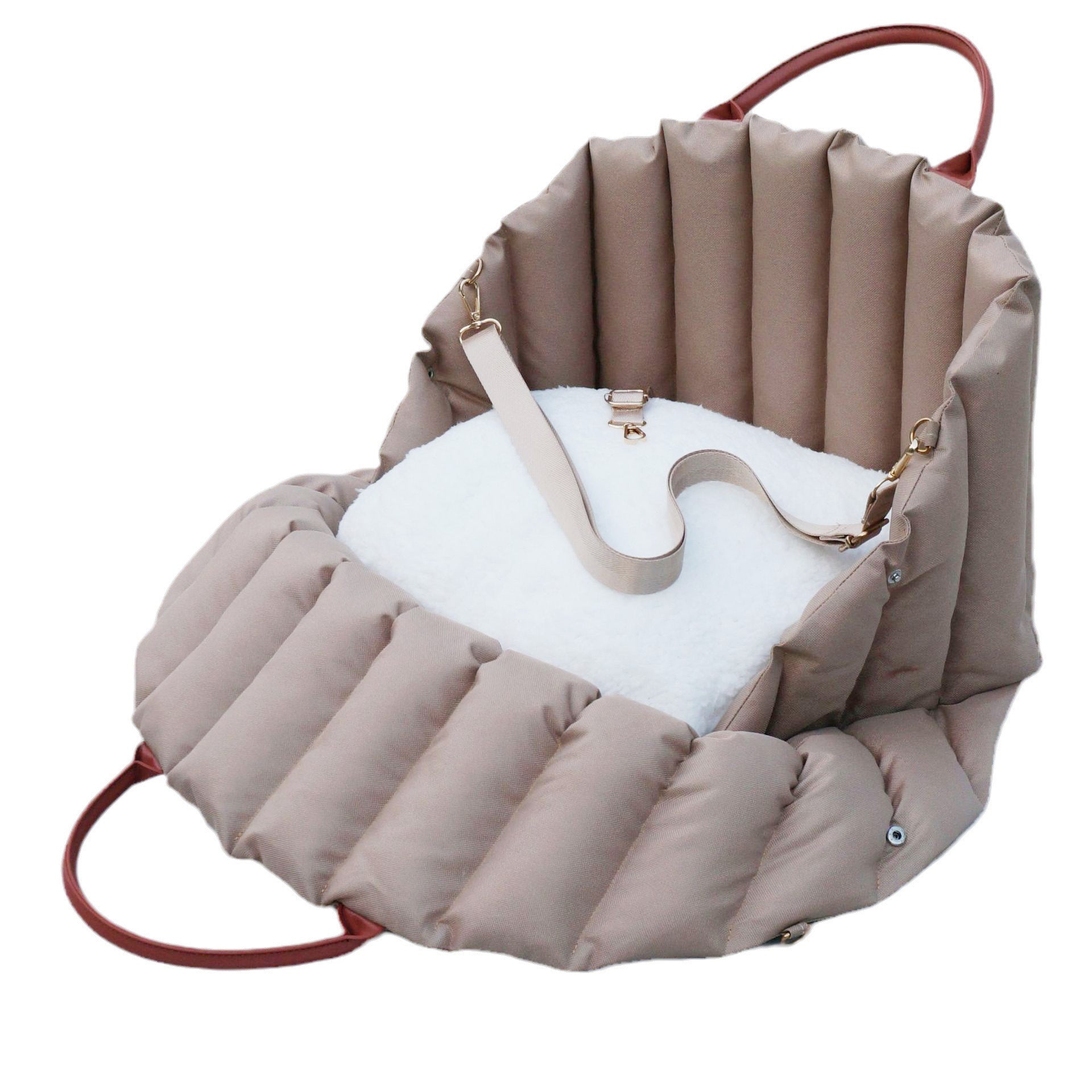 KFX-0021309 Portable Pet Carrier for Car Travel - Available in Light Khaki, Dark Khaki, Black, and Light Gray with Optional Escape-Proof Rope