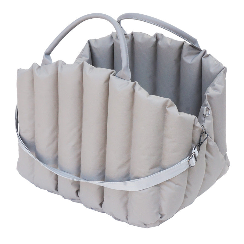 KFX-0021309 Portable Pet Carrier for Car Travel - Available in Light Khaki, Dark Khaki, Black, and Light Gray with Optional Escape-Proof Rope