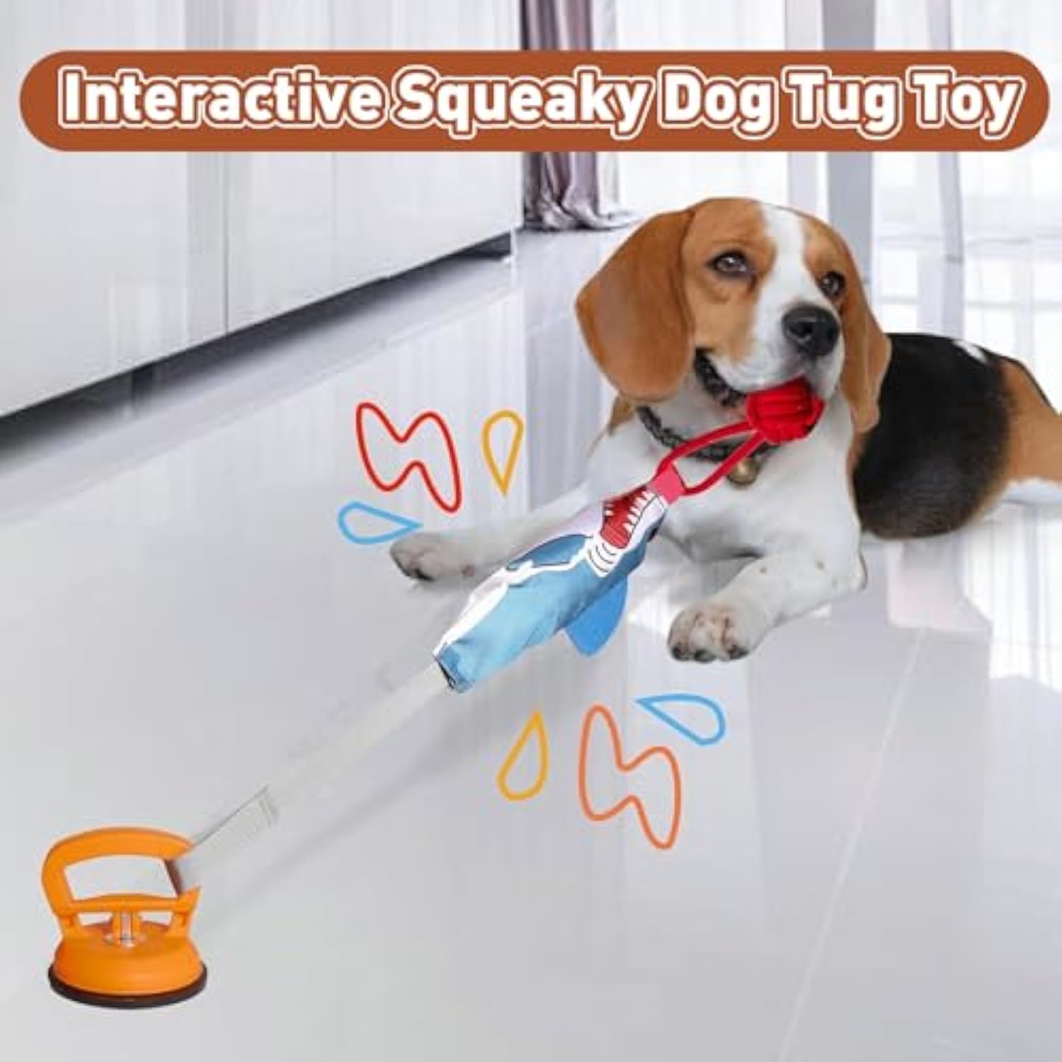 KFX-0023741 Durable Shark-Shaped Tug Toy with Suction Cup for Interactive Play for Small and Medium Dogs