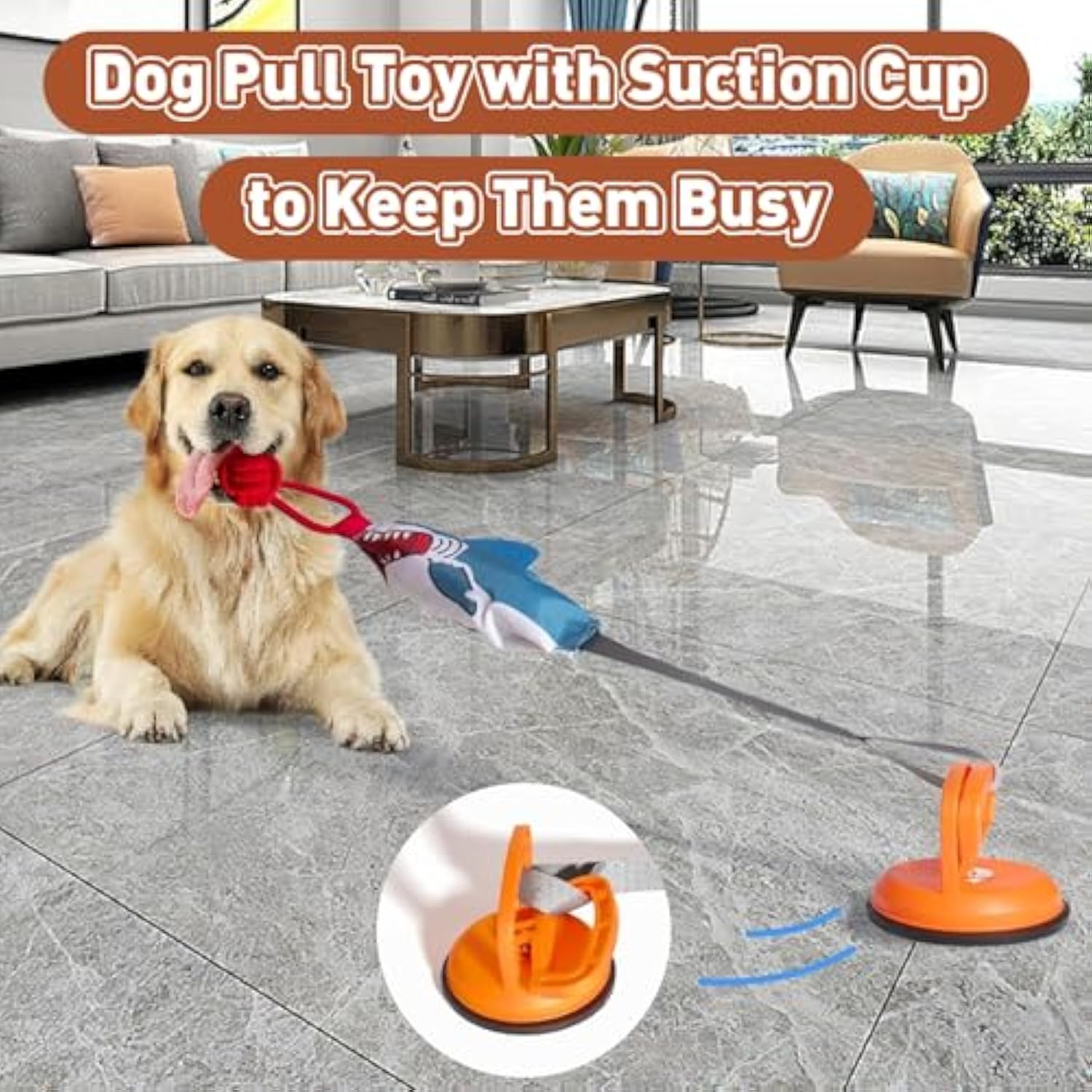 KFX-0023741 Durable Shark-Shaped Tug Toy with Suction Cup for Interactive Play for Small and Medium Dogs