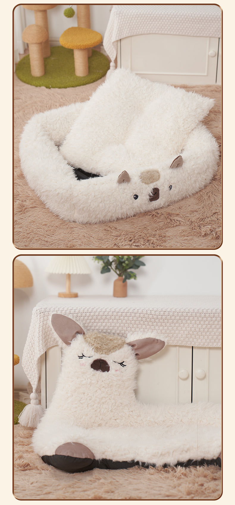 KFX-0024125 Alpaca Yurt Cat and Dog Kennel with Soft Cushion and Warm Materials
