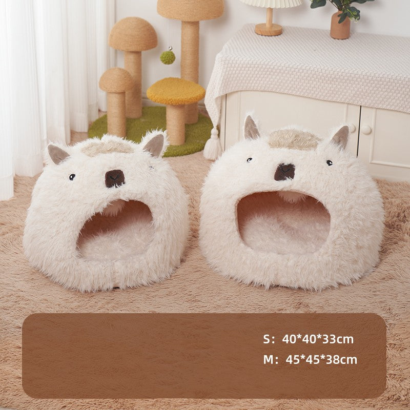 KFX-0024125 Alpaca Yurt Cat and Dog Kennel with Soft Cushion and Warm Materials