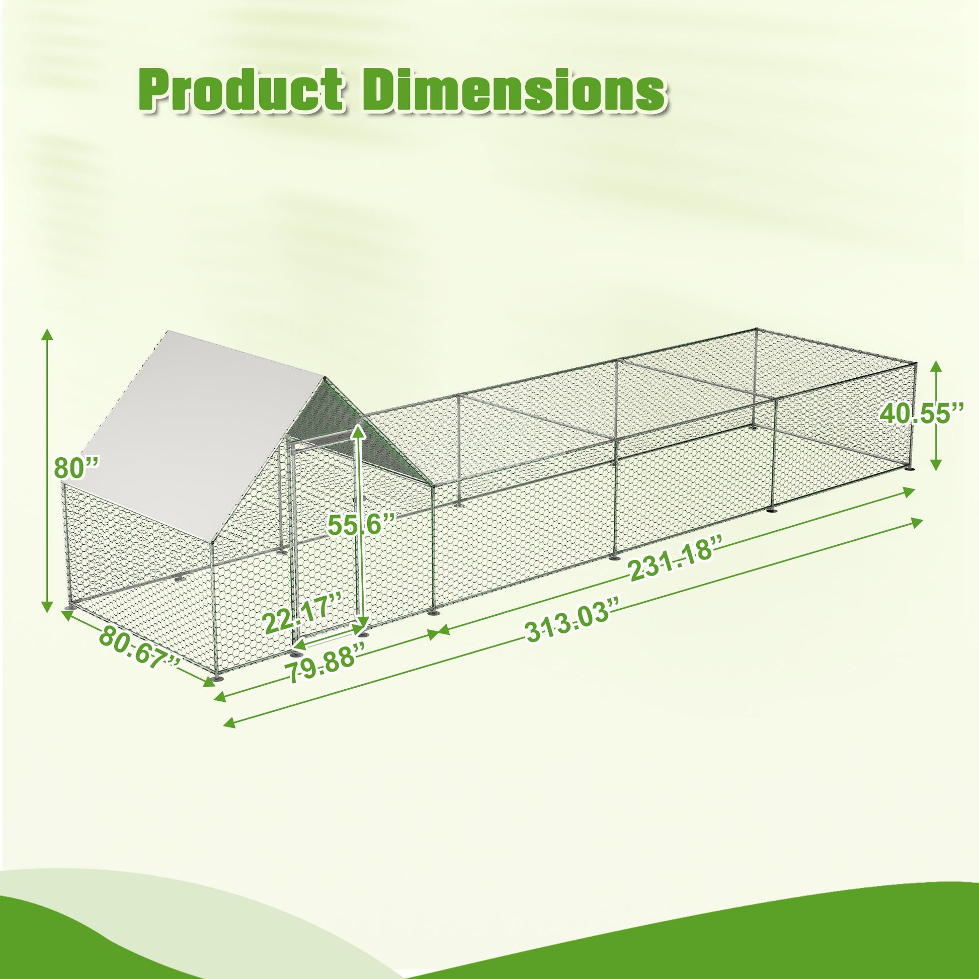 KFX-0025917 Walk-In Chicken Coop with Removable Cover - Durable Steel Frame and Lockable Door for Poultry, Rabbits, and Ducks