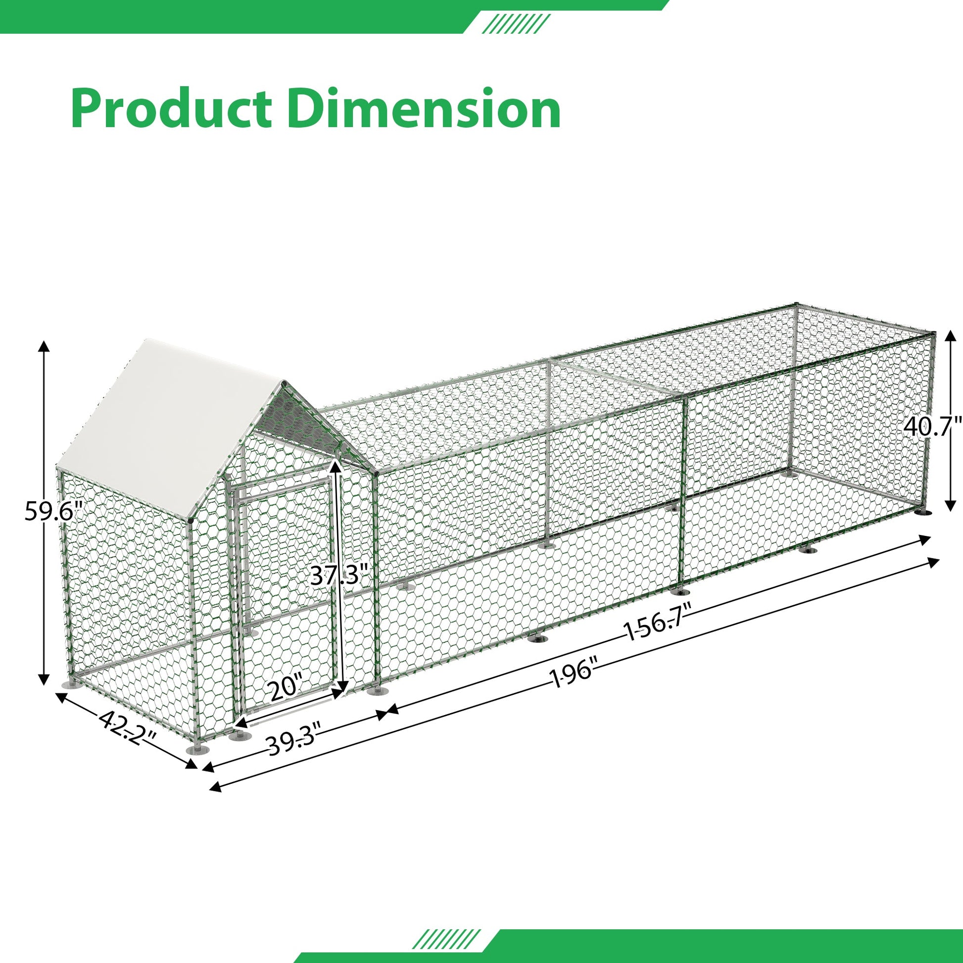 KFX-0025917 Walk-In Chicken Coop with Removable Cover - Durable Steel Frame and Lockable Door for Poultry, Rabbits, and Ducks
