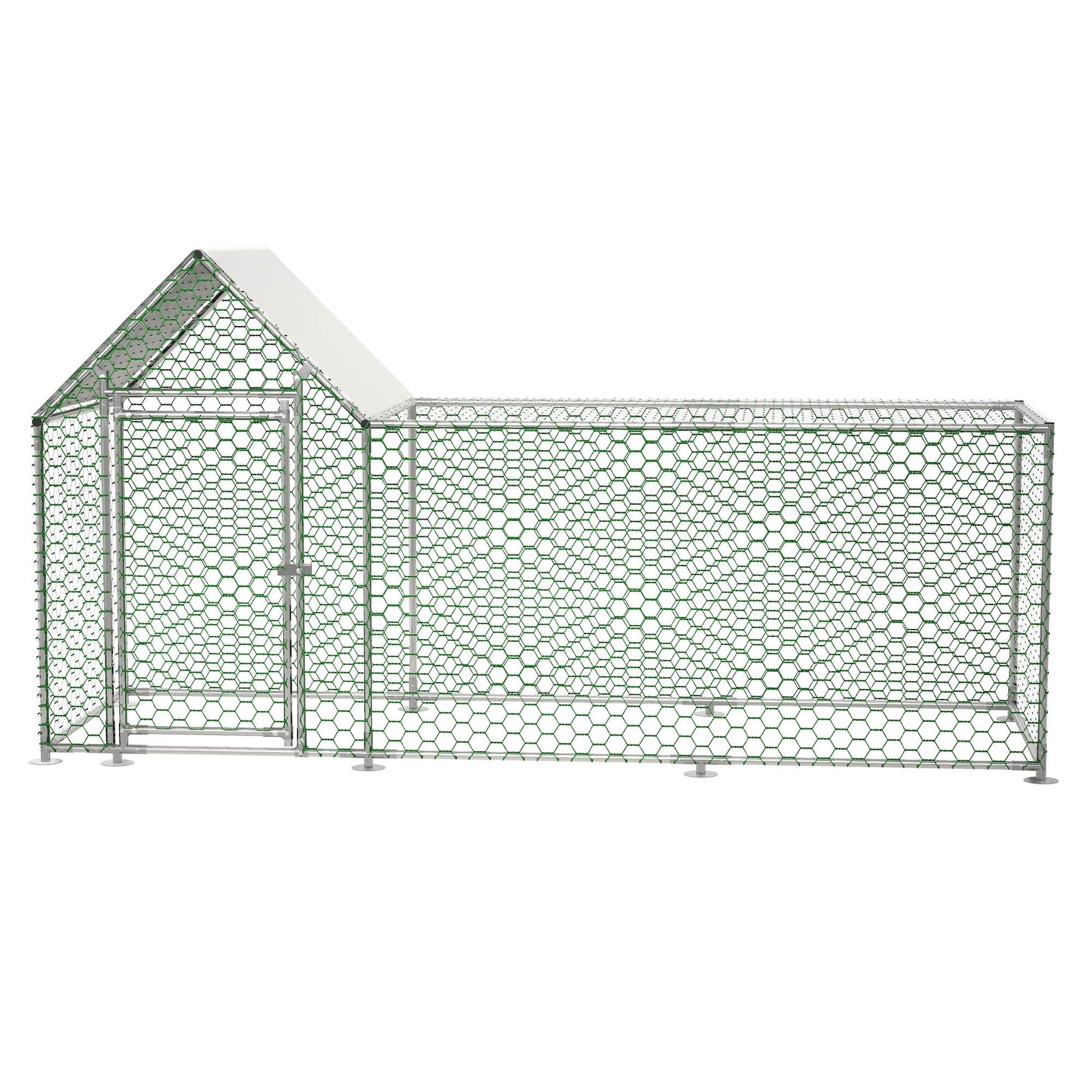 KFX-0025917 Walk-In Chicken Coop with Removable Cover - Durable Steel Frame and Lockable Door for Poultry, Rabbits, and Ducks