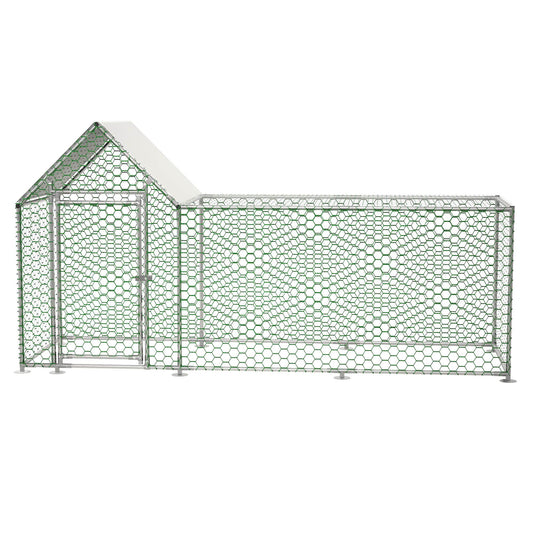 KFX-0025917 Walk-In Chicken Coop with Removable Cover - Durable Steel Frame and Lockable Door for Poultry, Rabbits, and Ducks