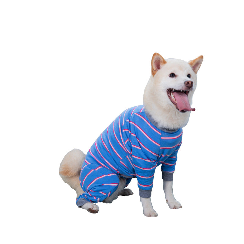 KFX-0028605 Casual Pet Dog Sterilization Clothes in Striped Designs - Comfortable Cotton Apparel