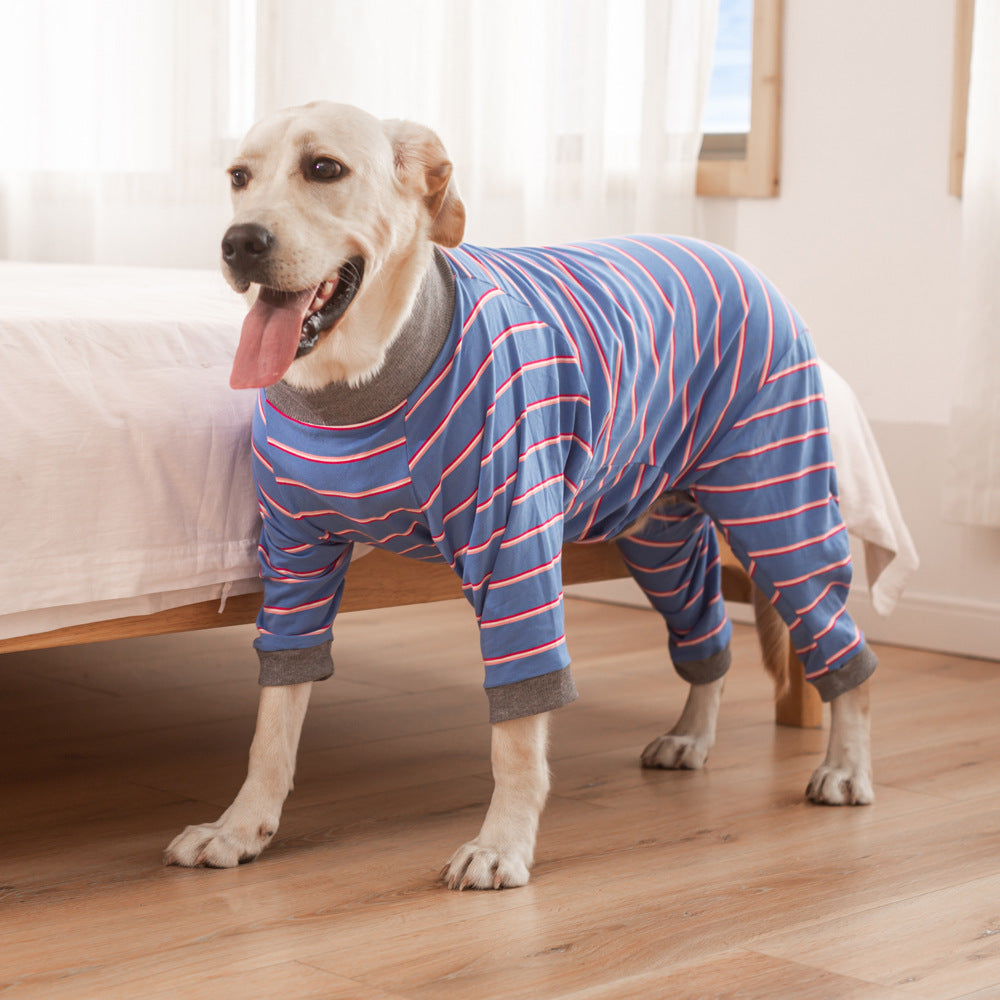 KFX-0028605 Casual Pet Dog Sterilization Clothes in Striped Designs - Comfortable Cotton Apparel