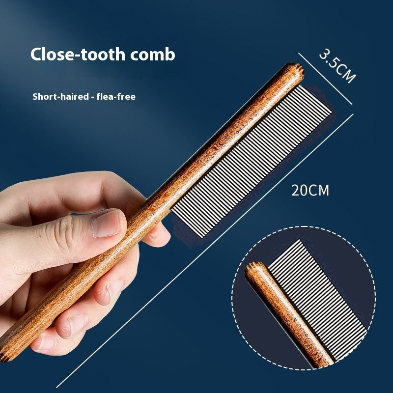 KFX-0029885 Dense Tooth and Sparse Tooth Stainless Steel Flea Comb for Dogs