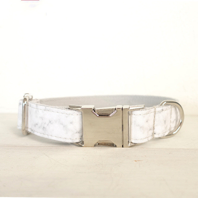 KFX-0031805 Marble Pattern Durable Dog Pen Pet Supplies Set with Adjustable Collar