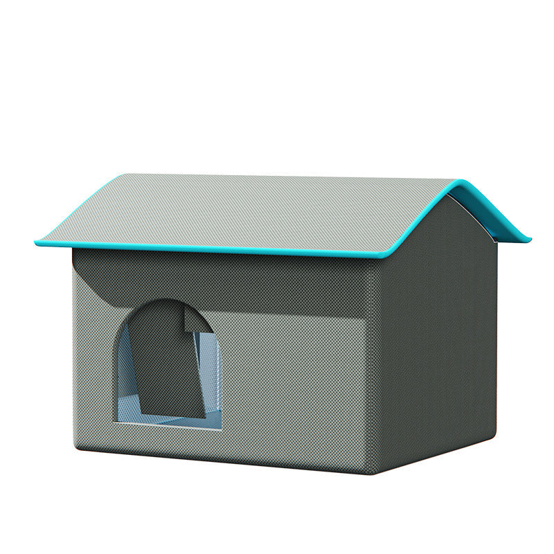KFX-0032061 Peacock Blue and Industrial Gray Summer Ice Pad Cool Nest for Cats - Four Seasons Universal Pet Bed