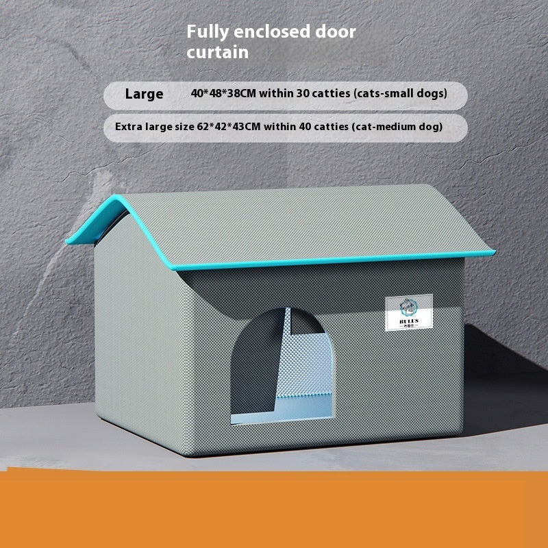 KFX-0032061 Peacock Blue and Industrial Gray Summer Ice Pad Cool Nest for Cats - Four Seasons Universal Pet Bed