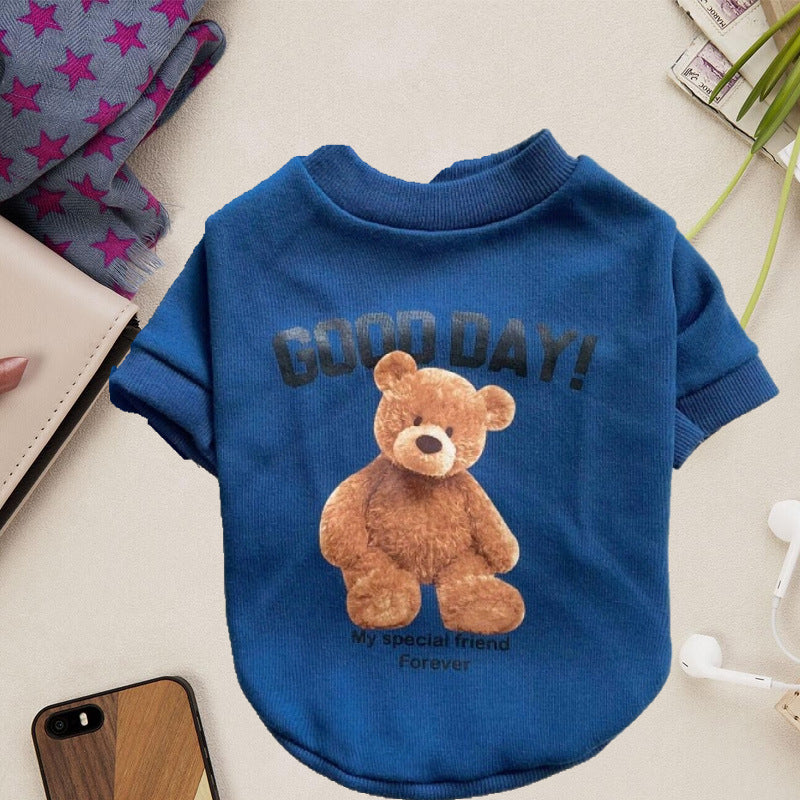 KFX-0032189 Soft Cotton Winter Teddy Bear Pet Pajamas for Cats and Dogs - Dark Blue, Beige, Khaki, Pink