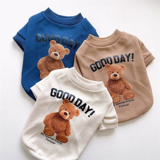 KFX-0032189 Soft Cotton Winter Teddy Bear Pet Pajamas for Cats and Dogs - Dark Blue, Beige, Khaki, Pink