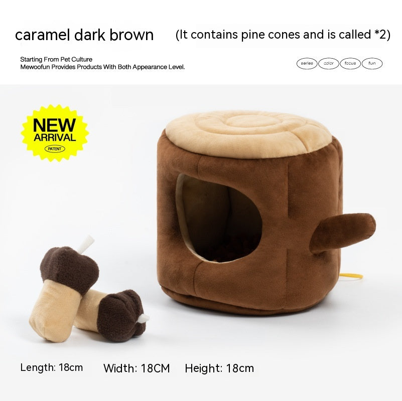 KFX-0032829 Pet Toy in Khaki Beige and Brown Owl Style, Soft Velvet and Sponge Material
