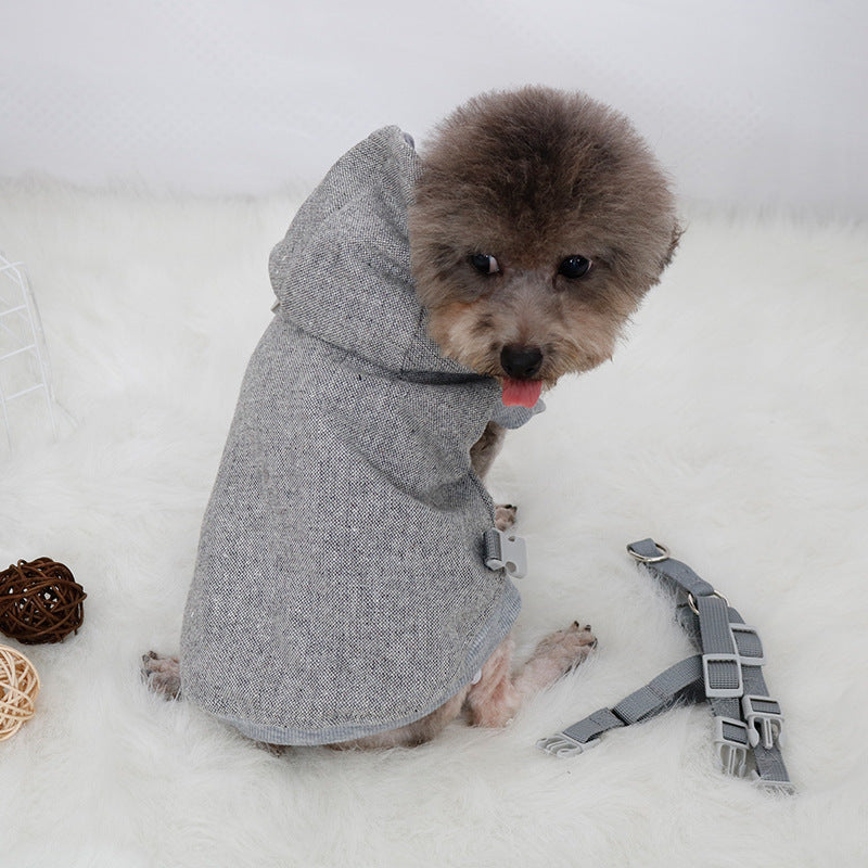 KFX-0033085 Thickened Pet Sweatshirt for Dogs - Cozy Two-Legged Apparel in Black and Gray, Sizes S to XXL