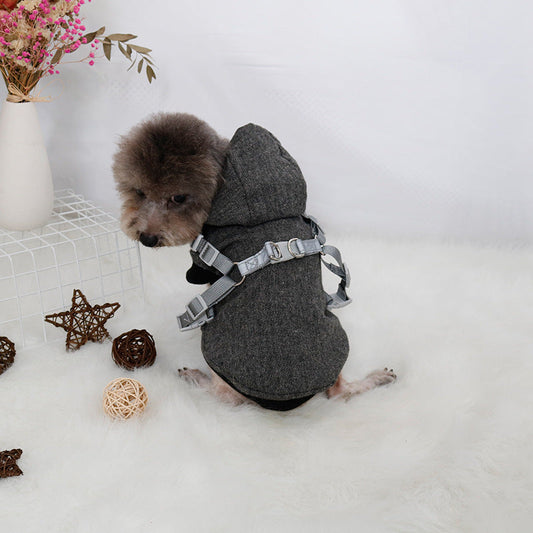 KFX-0033085 Thickened Pet Sweatshirt for Dogs - Cozy Two-Legged Apparel in Black and Gray, Sizes S to XXL